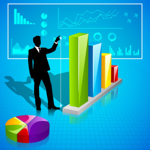 Businessman analysing Statistics